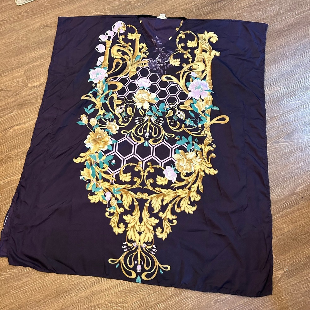 Gypsie Blu Caftan Casual‎ House Dress Boho Floral Print Lightweight One Size